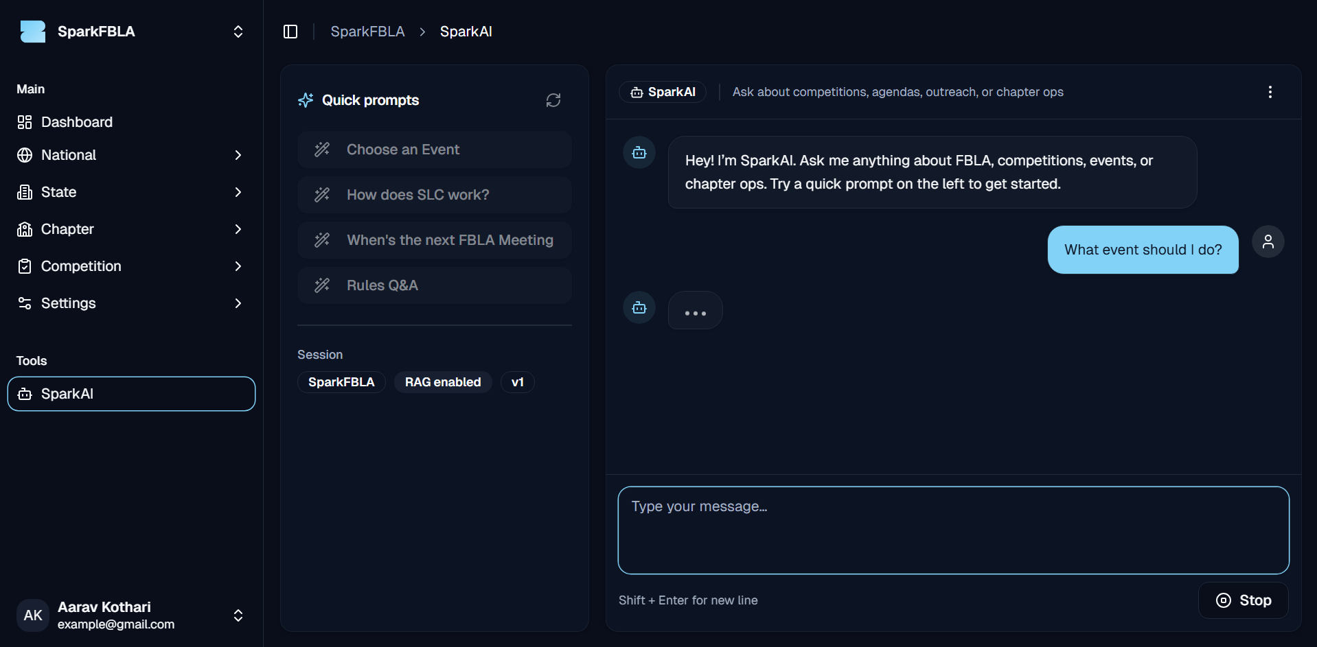 Dashboard preview (dark mode)